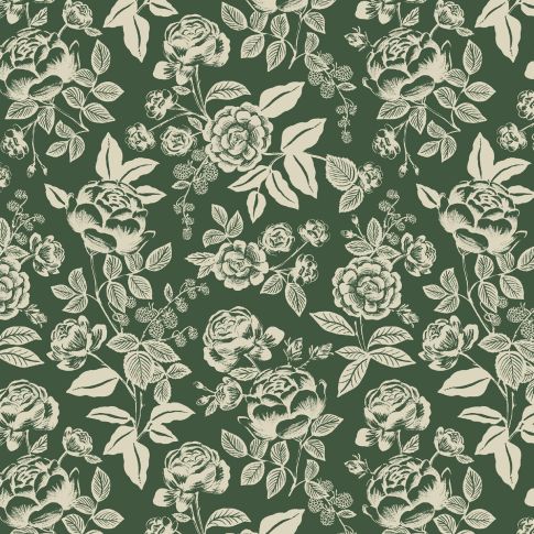 English rose delphine by rifle paper on cotton fabric