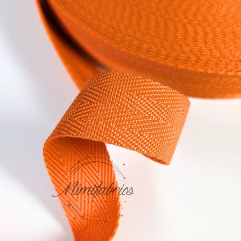 Extra Strong Seatbelt Webbing Herringbone - 25 mm Strapping - Orange Col.83