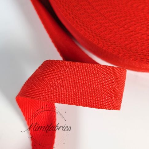 Extra Strong Seatbelt Webbing Herringbone - 25 mm Strapping - Red Col.08