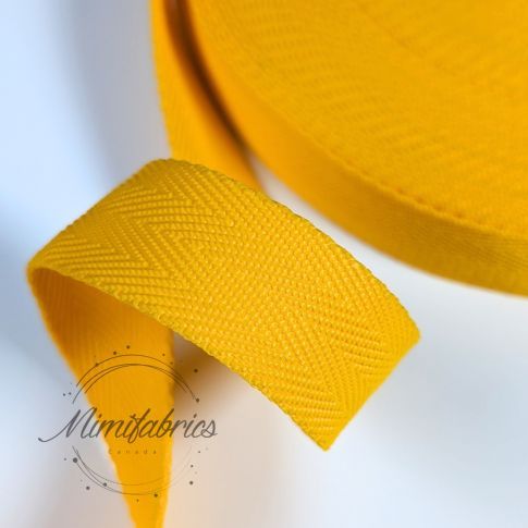 Extra Strong Seatbelt Webbing Herringbone - 25 mm Strapping - Yellow Col.52