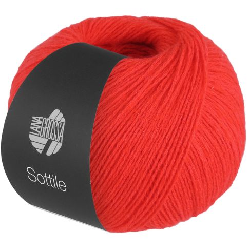 SOTTILE - Cotton/Merino Blend Yarn - Bright Red Col. 04 - 50g Skein by Lana Grossa
