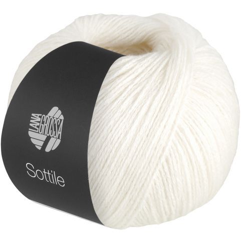 SOTTILE - Cotton/Merino Blend Yarn - White Col. 16 - 50g Skein by Lana Grossa