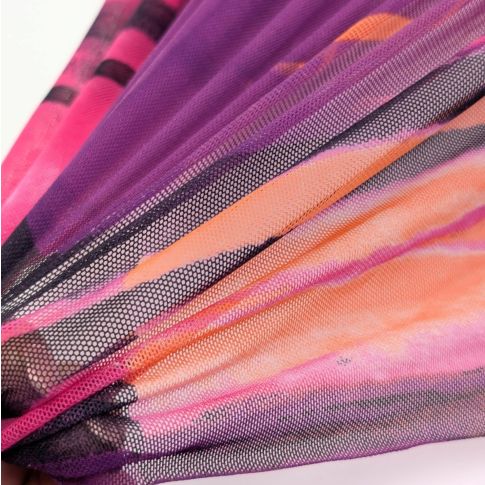 Stretch Mesh - Shadow Checks Pink/Purple/Black