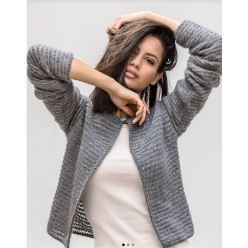 Striped Jacket "COOL WOOL + SILKHAIR" Size 36 -  Knitting Pattern + Yarn Bundle by LANA GROSSA (Classici 19 Design 11)