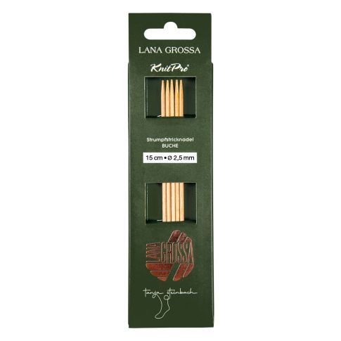 Double Pointed Knitting Needle - Beech Wood/ - 2.5mm/15cm by Lana Grossa