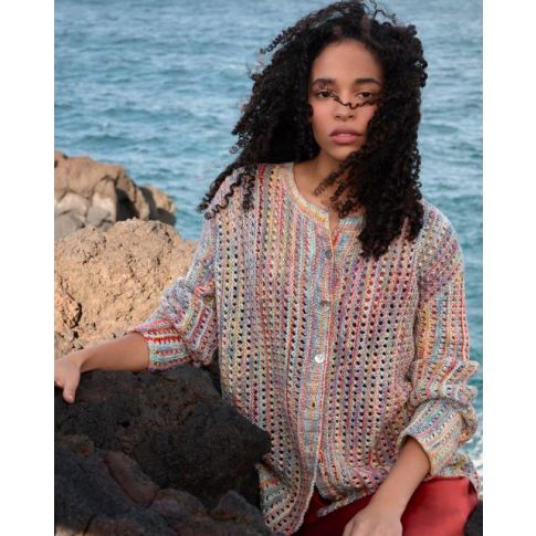 Summer Cardigan "Cotonella" Size 36-42 - Pattern+Yarn Bundle by LANA GROSSA (Gomitolo 15 Design 10)