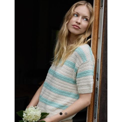 Pullover with Textured Stripes "Summer Cashmere"  44/46 - Pattern+Yarn Bundle by LANA GROSSA (Natural Knits 1 Design25)