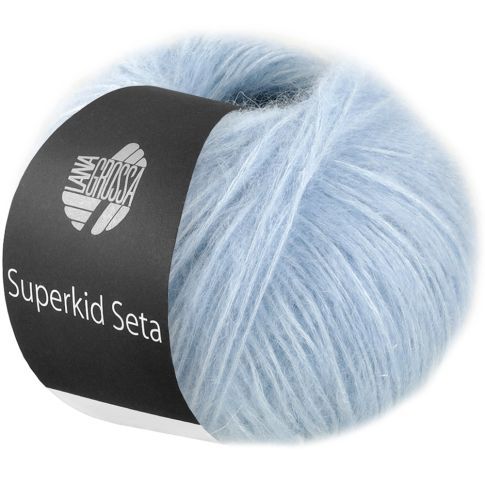Superkid Seta - Mohair and Silk Tube Yarn Light Blue col.003 - 25g Skein by Lana Grossa