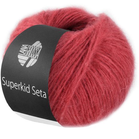 Superkid Seta - Mohair and Silk Tube Yarn Raspberry col.009 - 25g Skein by Lana Grossa