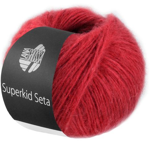 Superkid Seta - Mohair and Silk Tube Yarn Red col.010 - 25g Skein by Lana Grossa