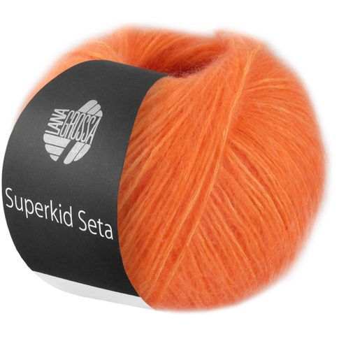 Superkid Seta - Mohair and Silk Tube Yarn Bright Orange col.013 - 25g Skein by Lana Grossa