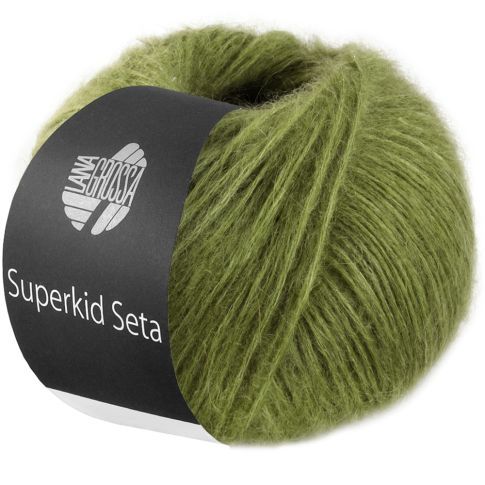 Superkid Seta - Mohair and Silk Tube Yarn Green col.016 - 25g Skein by Lana Grossa