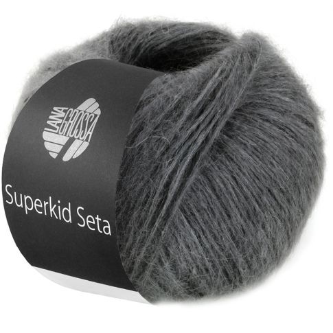Superkid Seta - Mohair and Silk Tube Yarn Dark Grey col.021 - 25g Skein by Lana Grossa