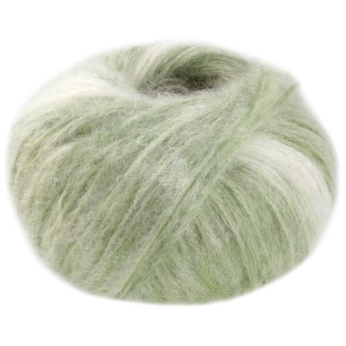 Superkid Seta - Mohair and Silk Tube Yarn Pastel Green/Light Beige col.107 - 25g Skein by Lana Grossa
