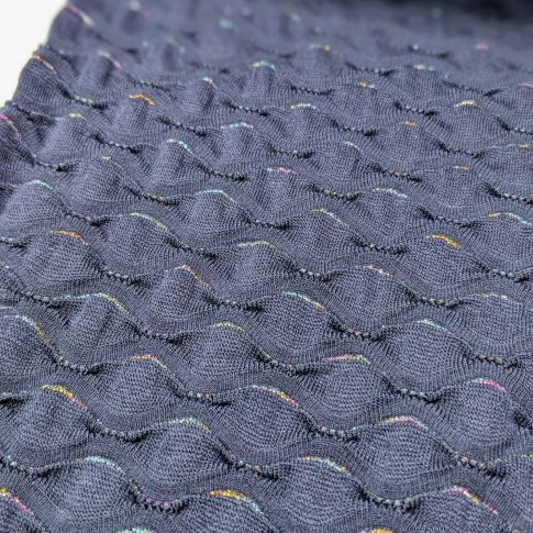 BOLT END - 140 CM - Viscose Jacquard Jersey with Rainbow Glitter - Blue