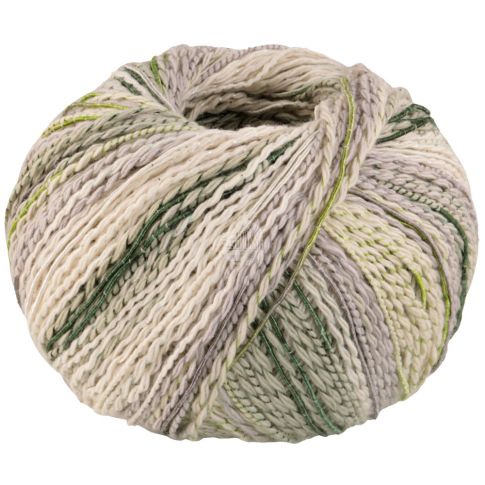 TORTO irregular cotton yarn - Cream/Grey/Green Col. 1 -  50g Ball by Lana Grossa