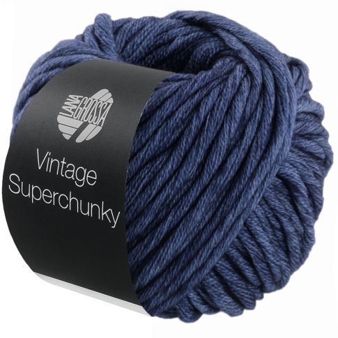Vintage Superchunky Merino Yarn Dark Blue Col. 505 - 100g by Lana Grossa 