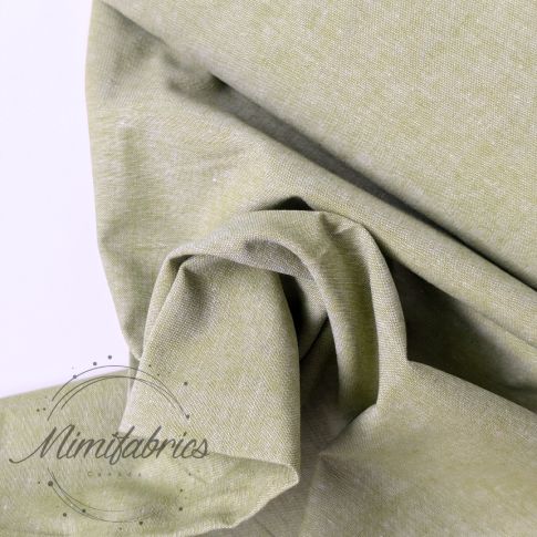 BOLT END - 120 CM - Yarn Dyed Solid  - Cotton Poplin - Olive /  White Cross Dye (Col. 17)