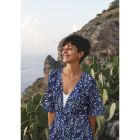 Viscose Poplin - Batik Print Floral in Shades of Blue (01)