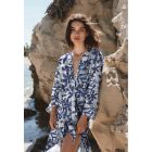 Viscose Poplin - Batik Print Floral in Shades of Blue (02)