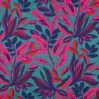 "Lush Leaves" Purple and Fuchsia on Petrol by Nerida Hansen - Cotton Satin