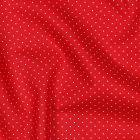 Cotton Poplin Fabric - Mini Polka Dots White on Bright Red (Col. 04)