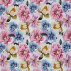 Cotton Jersey with Pastel Flowers in Blue and Pink