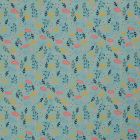 Cotton Poplin Fabric "Spring" Colorful Flowers on Light Blue