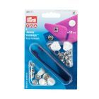 Prym Non-sew press fastener jersey, smooth cap, 12mm, white lacquered