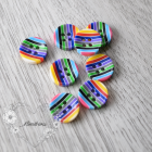 12 mm Resin Button - Primary Color Stripes - 4 Hole (1 pcs)