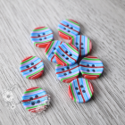 12 mm Resin Button - Multicolor Stripes - 4 Hole (1 pcs)