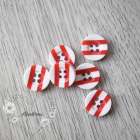 12 mm Resin Button - Red and White Stripes - 4 Hole (1 pcs)