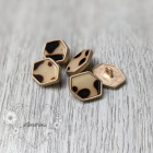 18 mm Hexagon Shank Button - Leopard with Matte Gold Metal ( 1 pcs) 