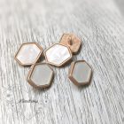 18 mm Hexagon Shank Button - White with Matte Gold Metal ( 1 pcs) 
