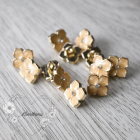 11 mm Flower Shank Button - Gold with Champagne Enamel - Metal ( 1 pcs) 