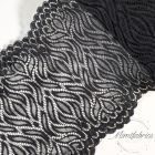 Elastic Lace Band 20cm wide - Flame Shapes with Scalloped Edges - Black Col. 14 (French Lace)