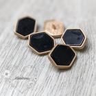 25 mm Hexagon Shank Button - Black with Matte Gold Metal ( 1 pcs) 