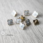 11 mm Flower Shank Button - Gold with Light Blue Enamel - Metal ( 1 pcs) 