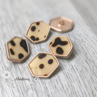25 mm Hexagon Shank Button - Leopard with Matte Gold Metal ( 1 pcs) 