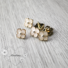 11 mm Flower Shank Button - Gold with White Enamel - Metal ( 1 pcs) 