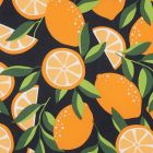 Coated Cotton - Lemons and Oranges in Orange and Green - Picnic Collection