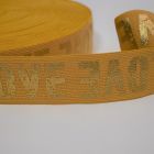 "Soft Touch" Elastic 40mm - LOVE Ochre with Gold Letters