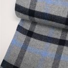 Italian Felted Wool Coating "Arianna" - Plaid - Blue/Grey