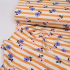 Flowers and Stripes - French Terry - Ochre and White
