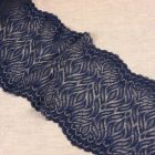 Elastic Lace Band 20cm wide - Flame Shapes with Scalloped Edges - Navy Blue Col. 23 (French Lace)
