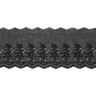 Cotton Eyelet Lace Trim - Black 90 mm