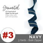 Emmaline Zippers (3 yard pack) - Size #3 - Navy Tape  / Gunmetal Coil