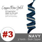 Emmaline Zippers (3 yard pack) - Size #3 - Navy Tape  / Rose Gold Coil