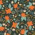 100% Cotton - Holiday Classics - Poinsettia - Evergreen Metallic Fabric - Rifle Paper for Cotton + Steel per 1/2m