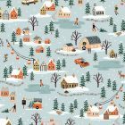 100% Cotton - Holiday Classics - Holiday Village Misty - Rifle Paper for Cotton + Steel per 1/2m